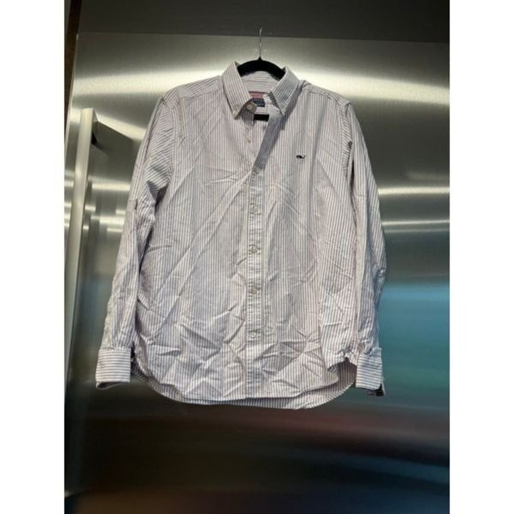 Vineyard vine purple stripe mens button up medium